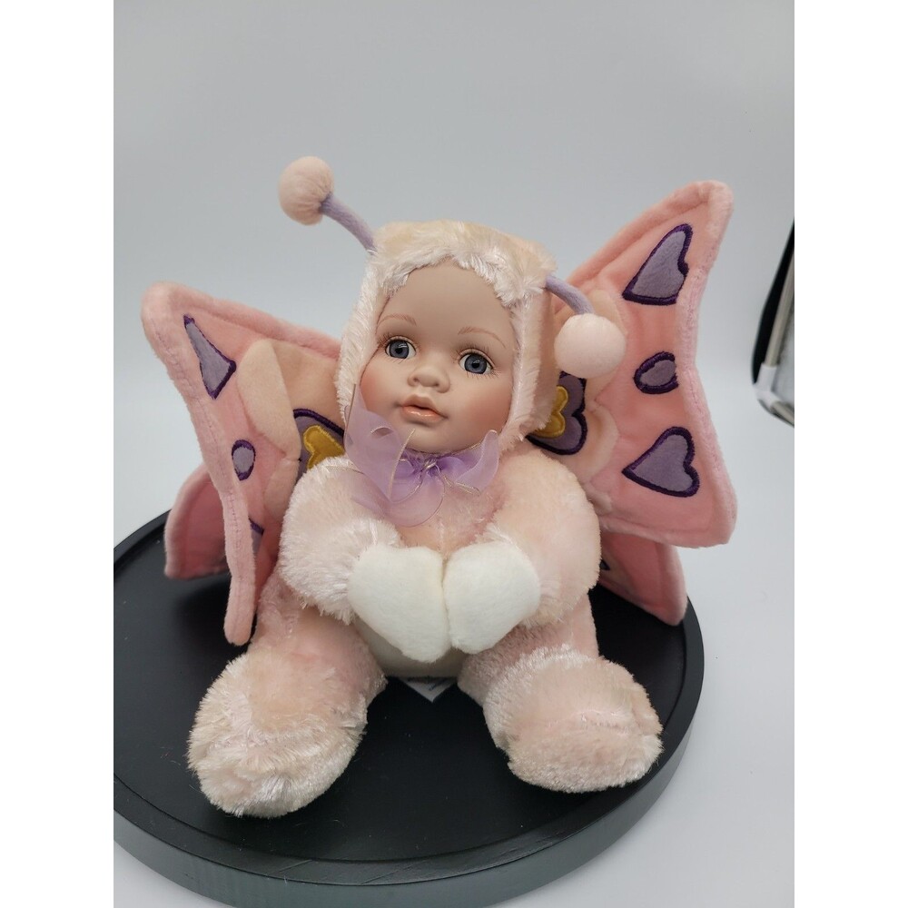 Cuddle Kids 2003 "Breanna Butterfly" Pink An Purple Hearts Detachable Wings 9"